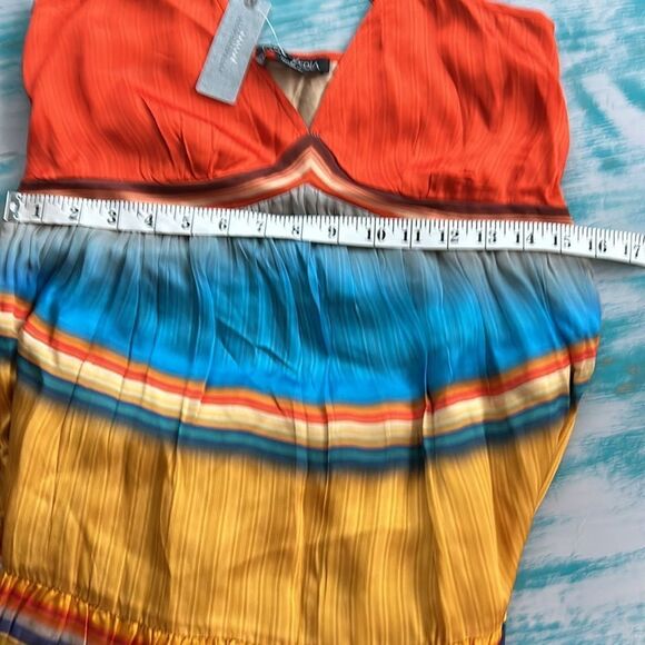 Anthropologie Tanvi Kedia V-Neck Colorblock Midi Dress New - Picture 14 of 14